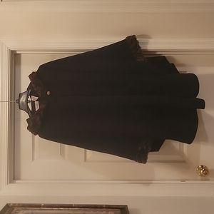 Black Faux fur trimmed poncho